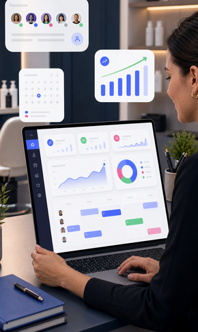 Painel do Zigo App mostrando agenda, equipe e indicadores do negócio